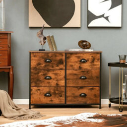 Brown 6-Drawer 2-Tier Fabric Storage Chest - thumbnail 7