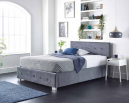 Aspire Side Opening Ottoman Storage Bed In Grey Plush Velvet, Single - thumbnail 4