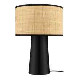 GoodHome Tolland Cylinder Matt Natural & Black Table Lamp - thumbnail 3