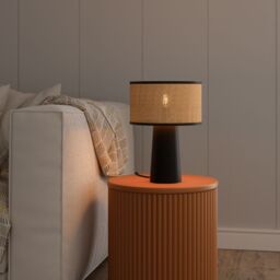 GoodHome Tolland Cylinder Matt Natural & Black Table Lamp - thumbnail 2