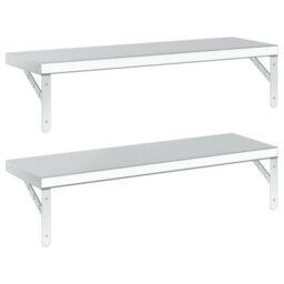 Berkfield Wall Shelves 2 Pcs 75X23.5 Cm Silver Stainless Steel - thumbnail 7