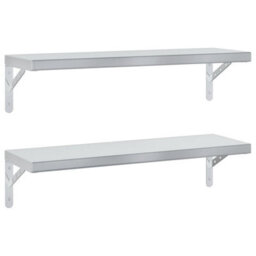 Berkfield Wall Shelves 2 Pcs 75X23.5 Cm Silver Stainless Steel - thumbnail 2