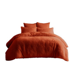 Teddy Bear Fleece Soft Cosy Duvet Cover + Pillow Case Set Tangerine - thumbnail 2