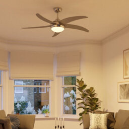 GoodHome Hanki Modern Silver Chrome Effect Ceiling Fan Light - Refurbished