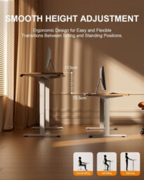 Precision Synergie Electric Standing Desk, 140X60Cm Height Adjustable Desks With Usb Charging Port, White Frame Maple Desktop - thumbnail 2