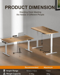 Precision Synergie Electric Standing Desk, 140X60Cm Height Adjustable Desks With Usb Charging Port, White Frame Maple Desktop - thumbnail 3