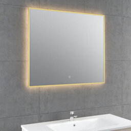 Plum&clay Rio Brushed Gold  Framed Backlit Led Bathroom Mirror With Dual Light (W)80Cm (H)55Cm - thumbnail 2