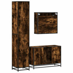 Berkfield 3 Piece Bathroom Furniture Set Smoked Oak Engineered Wood - thumbnail 7