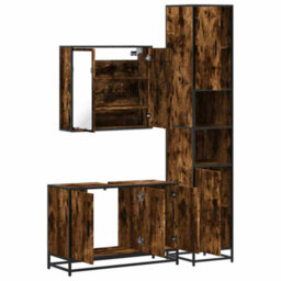 Berkfield 3 Piece Bathroom Furniture Set Smoked Oak Engineered Wood - thumbnail 8