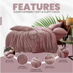 Gc Gaveno Cavailia Teddy Bear Fleece King Pink Duvet Set With Matching Pillowcase Fluffy Warm & Cosy Super Soft Bedding Set - thumbnail 2