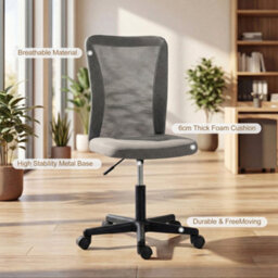 Vinsetto Armless Office Chair, Swivel Desk Chair W/ Adjustable Height Grey - thumbnail 4