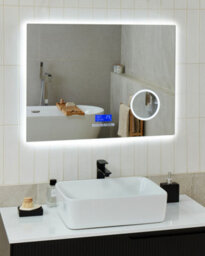 Beliani Led Bathroom Mirror Montaron 80 Cm 60 Cm Silver - thumbnail 2