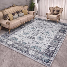 Vintage Oriental Area Rug 120X170 Cm Washable Non Slip Soft Short Pile Carpet For Living Room Bedroom Kitchen - thumbnail 1
