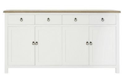 Orsina White Sideboard With Sliding Drawers,sturdy Wooden Sideboard Table With Oak Wood Surface,storage Cabinet - image 1