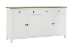 Orsina White Sideboard With Sliding Drawers,sturdy Wooden Sideboard Table With Oak Wood Surface,storage Cabinet - thumbnail 2