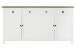 Orsina White Sideboard With Sliding Drawers,sturdy Wooden Sideboard Table With Oak Wood Surface,storage Cabinet