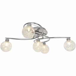 GoodHome Paralia Plate Gloss Glass & Metal Chrome 5 Lamp Led Ceiling Light - thumbnail 2
