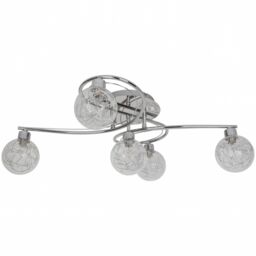 GoodHome Paralia Plate Gloss Glass & Metal Chrome 5 Lamp Led Ceiling Light - thumbnail 3