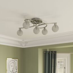 GoodHome Paralia Plate Gloss Glass & Metal Chrome 5 Lamp Led Ceiling Light - thumbnail 5