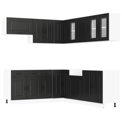 Berkfield Elegant 11 Piece Kitchen Cabinet Set Kalmar Black Engineered Wood