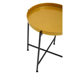 Orsina Sleek Small Brass And Black Finish Side Table, Round Top Small Lounge Table, Contemporary Bed Side Table - thumbnail 4