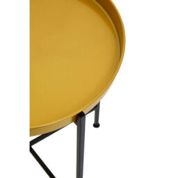 Orsina Sleek Small Brass And Black Finish Side Table, Round Top Small Lounge Table, Contemporary Bed Side Table - thumbnail 5