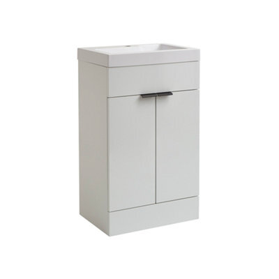 Homestylestore 502mm White Floorstanding Bathroom Vanity Unit And Black Finger Pull Handle - image 1