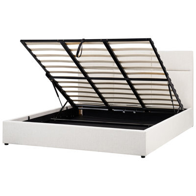 Beliani Ottoman Bed Fabric Lagord 180 X 200 Cm (Eu Super King) Off-White - image 1