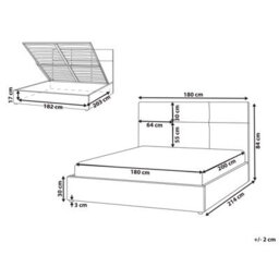 Beliani Ottoman Bed Fabric Lagord 180 X 200 Cm (Eu Super King) Off-White - thumbnail 3