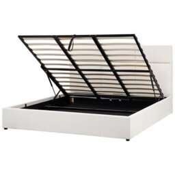 Beliani Ottoman Bed Fabric Lagord 180 X 200 Cm (Eu Super King) Off-White - thumbnail 1