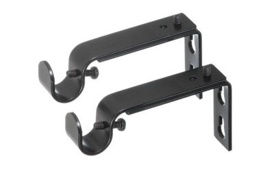 Homeelabador 2X Extendable Curtain Pole Brackets Black Colour To Fit 19mm Diameter Curtain Poles - image 1
