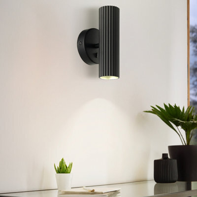 Eglo Portillo Aluminium & Steel Modern Uplight & Wall Down Light, Black - image 1