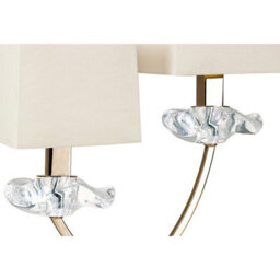 Luminosa Lighting Luminosa Akira Table Lamp 2 Light E14, Antique Brass With Cream Shades - thumbnail 5