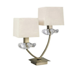 Luminosa Lighting Luminosa Akira Table Lamp 2 Light E14, Antique Brass With Cream Shades