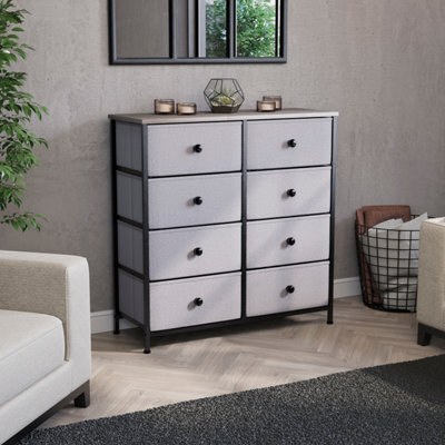 Lassic Vida Designs Chorley 8 Drawer Fabric Ukfr Chest Of Drawers, Beige & Grey Wood - image 1