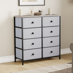Lassic Vida Designs Chorley 8 Drawer Fabric Ukfr Chest Of Drawers, Beige & Grey Wood - thumbnail 4