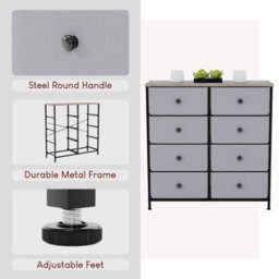Lassic Vida Designs Chorley 8 Drawer Fabric Ukfr Chest Of Drawers, Beige & Grey Wood - thumbnail 9