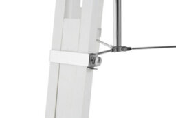Orsina White Tripod Floor Lamp, Height Adjustable Natural Wood Legs, Chrome Accents With Soft Fabric Shade - thumbnail 4