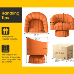 Seynar Orange Velvet Swivel Barrel Chair With Round Arms And Wide Upholstered Seat - thumbnail 6
