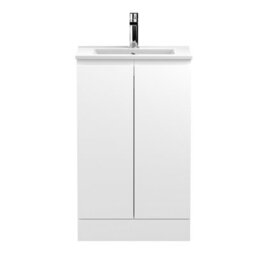 Hudson Reed Urban Satin White Floor Standing 2 Door Vanity Unit And Basin With Silent Close, 828 X 505 X 395 - thumbnail 4