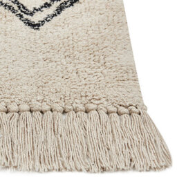 Beliani Beige Geometric Boho Area Rug 160 X 230 Cm Cotton-Polyester With Tassels - thumbnail 3