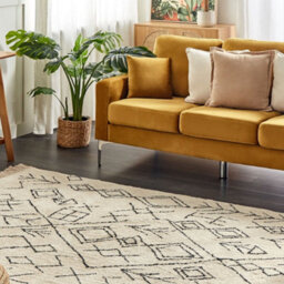 Beliani Beige Geometric Boho Area Rug 160 X 230 Cm Cotton-Polyester With Tassels - thumbnail 2