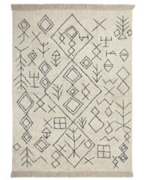 Beliani Beige Geometric Boho Area Rug 160 X 230 Cm Cotton-Polyester With Tassels - thumbnail 1