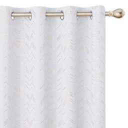 Deconovo Foil Printed Room Darkening Curtains Thermal Insulated Eyelet Curtains Bedroom Curtains 46 X 72 Inch Silver Grey 2 Panels - thumbnail 1