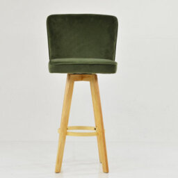 Lakeland Furniture Boden Olive Green Velvet Wooden Fixed Leg Bar Stool - thumbnail 3