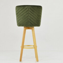 Lakeland Furniture Boden Olive Green Velvet Wooden Fixed Leg Bar Stool - thumbnail 6