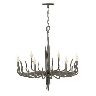 Elegant 6 Bulb Chandelier Pendant Light In Matte Bronze Finish