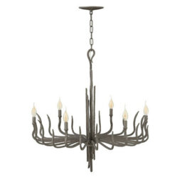 Elegant 6 Bulb Chandelier Pendant Light In Matte Bronze Finish