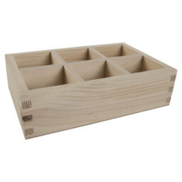 Woodeedoo 6-Section Wooden Desk Sorter Open Container Craft Storage Tray Diy Organiser Small Pine Box 19.5X12.5X5.5Cm - thumbnail 7