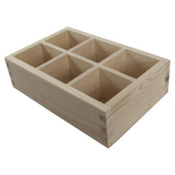 Woodeedoo 6-Section Wooden Desk Sorter Open Container Craft Storage Tray Diy Organiser Small Pine Box 19.5X12.5X5.5Cm - thumbnail 4
